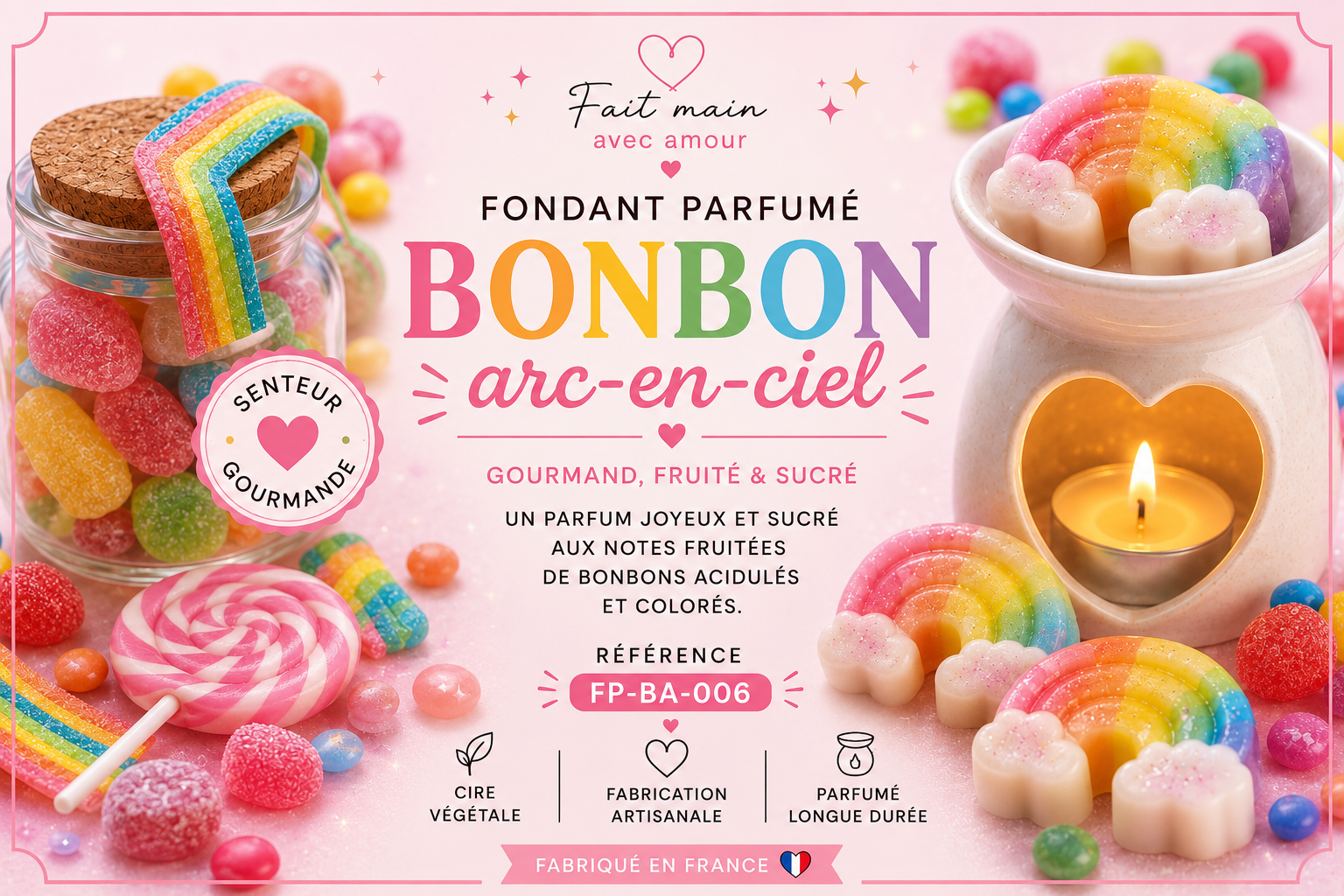 Fondant parfumé Bonbon arc-en-ciel