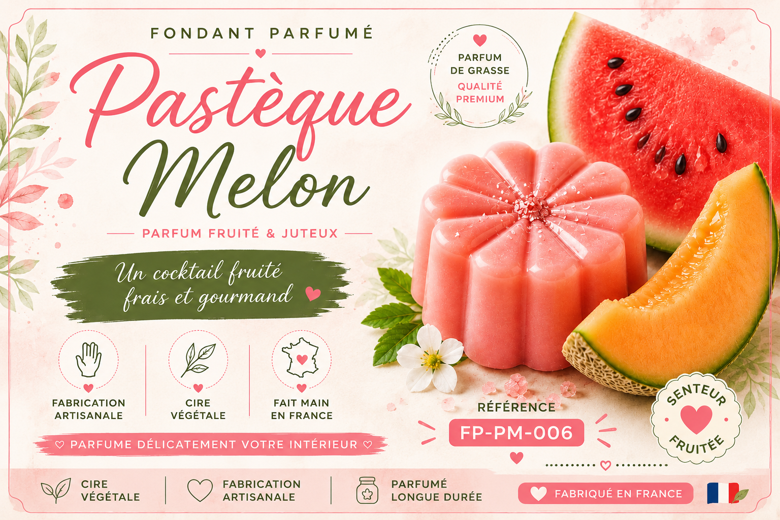 Fondant parfumé Pastèque melon 🍈🍉