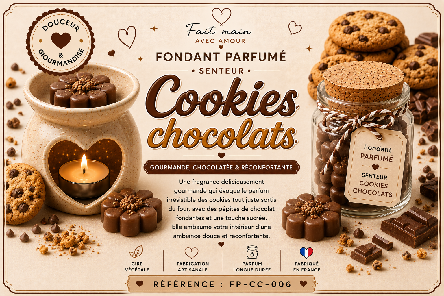 Fondant parfumé Cookies chocolat 🍫 🍪