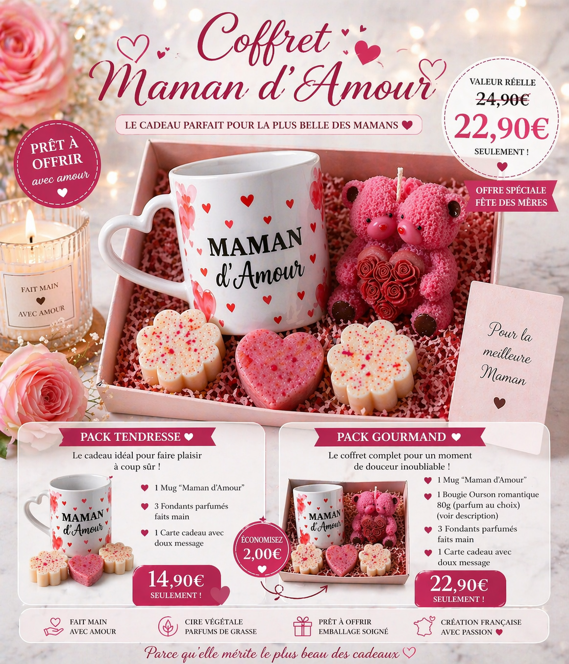 Coffret maman d’amour (ourson romantique)