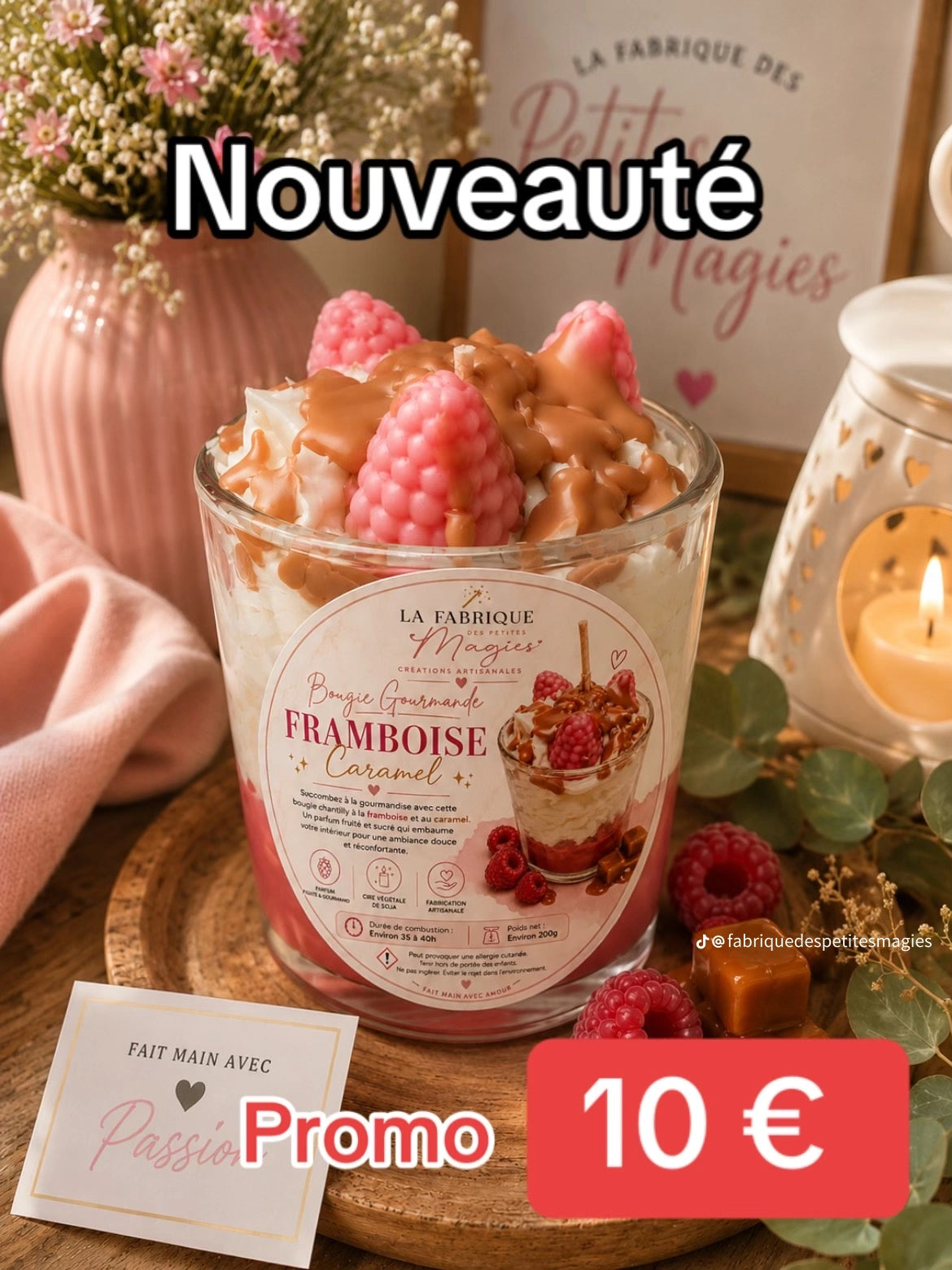 Bougie gourmande framboise caramel