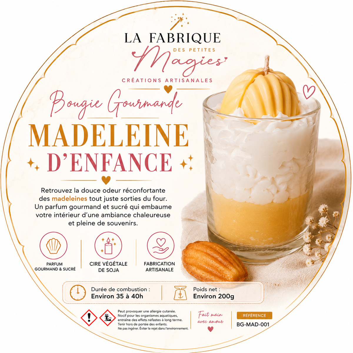 Bougie gourmande madeleine d'enfance