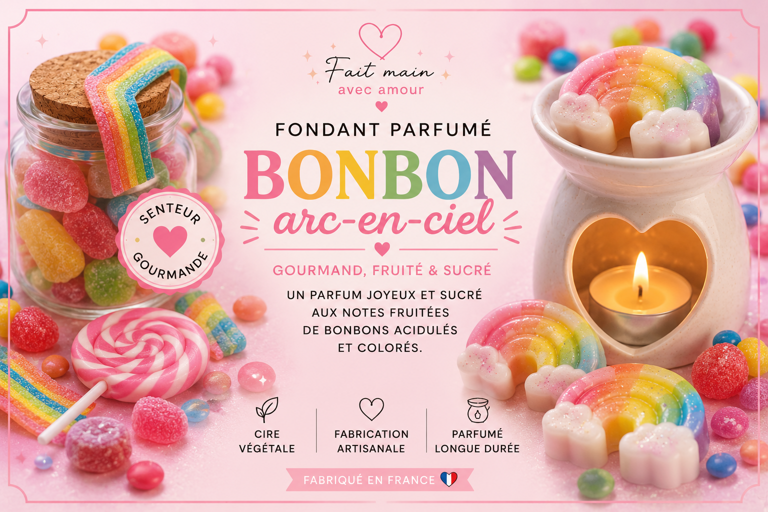 Fondant parfumé Bonbon arc-en-ciel